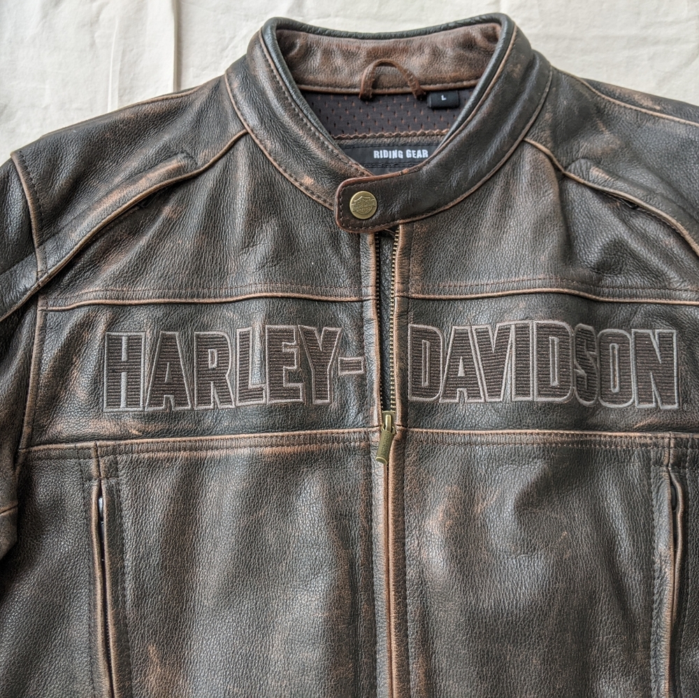 Heavy Leather Harley Davidson Riding Jacket